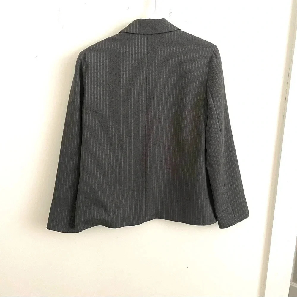NWT Topshop Gray Pinstripe Blazer Classic Workwear Office Jacket career - Picture 3 of 6